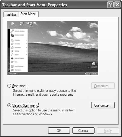 图 2-2. 切换回经典菜单